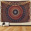Miniatyrbild 2 av 5: Bohemisk Mandala Väggbonad Hippie Väggbonader Psykedelisk Påfågel