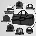 Miniatyrbillede 3 af 5: 65L Sort, Foldbar Duffel Bag Mænd Vandafvisende Stor Letvægt