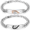 Miniatyrbillede 1 af 5: Rustfrit stål kærlighed par link armbånd til mænd kvinder kærlighed