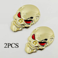 Miniatyrbillede 1 af 3: 2x 3D Stort gyldent metalskelet ondt knoglebilsemblem B