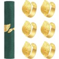 Miniatyrbillede 1 af 5: 6 stk. Guld Blad Formet Metal Serviet Ring, Falme- og Rustbestandig
