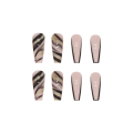 Miniatyrbilde 5 av 5: Svart 24PCS Falske Lange Negler Kiste Trykk på Negler Naken Swirl Fal
