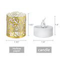 Miniatyrbillede 3 af 5: 12 stk. flammefri LED-lys, gratis 12 stk. hulmønstret papir - varm gul - batteridrevet - langtidsholdbar - til bryllup, ferie, fest, boligindretning