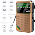 Miniatyrbillede 2 af 5: FM/AM/SW - Bærbar Mini Radio - Katastroferadio - Genopladelig Radio - Guld