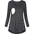 Miniatyrbillede 1 af 5: Dame Button Side Maternity Robe Amning Top XXL Sort