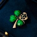 Miniatyrbillede 4 af 5: Firkløver Brosche Pin Grøn Rhinestone Brosche Legering Krystal Tørklæde Clip Krystal Brosche Pin Jule Brosche Pin Luc