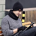 Miniatyrbilde 4 av 5: Lue, skjerf, touchscreen-hansker, tredelt sett, ull h