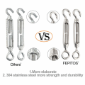 Miniatyrbilde 4 av 5: 6 stk. Wire Tensioner M4 Rustfritt Stål Justerbar Turnbuckle Hoo