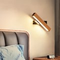 Miniatyrbillede 2 af 5: LED Indendørs Vægskinne, 360° Rotation med Simpel Massiv Trælampe