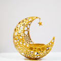 Miniatyrbillede 2 af 5: (Guld) Hul jern røgelse brænder, luksus måne form røgelse brænder med guld kegle base, hjem dekoration, stue, kontor