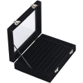 Miniatyrbillede 1 af 5: 20 x 15x 5 cm Sort, Smykkeskrin Display Case Vand Vlour Kan rumme op til 48 ringe - Perfekt til ringe, øreringe og manchetknapper