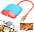 Pikkukuva 1 / 5: (Sininen + Punainen) Telakka Nintendo Switch OLED:lle, USB Type C - HDMI -sovitin