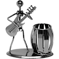 Miniatyrbild 2 av 3: Metallkonst hantverk penna & pennhållare display - Dekorativ gitarr