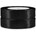 Miniatyrbillede 5 af 5: (Sort) Satinbånd, Hvidt Dobbeltsidet Polyester Satinbånd 20