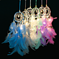 Miniatyrbilde 5 av 5: Fjærdreamcatcher med LED-lys Håndlaget bærbar dekor