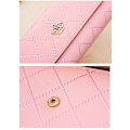 Miniatyrbillede 2 af 5: Pink pung til kvinder, lang pung, 3-foldet velcro rhombus Love Crown