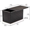 Miniatyrbilde 2 av 5: Brødform 2-pakning, 1 lb Non-Stick Brødform Med Lokk Karbonstål Bølget Brød Toastboksform Med Lokk For Bakeware Brød, Bakeverktøy Brødform Toast For Stekeovnsbaking
