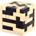 Miniatyrbillede 1 af 4: (Sort) 3D Træ Hjerne Teaser Puslespil Cube Træ Puslespil T-formet
