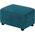 Miniatyrbilde 1 av 5: (Dypvannsblå) Stretch Pouf-trekk Fløyel Ottoman-trekk Rektangulær