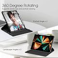 Miniatyrbild 4 av 4: Svart, Fodral för iPad Pro 12,9 tum 2022/2021/2020/2018 (6:e/5:e/4:e/3:e generation) - [Pennförvaring] 360° roterande fodral Auto Sleep/Wake-fodral Swivel Pouch
