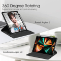 Miniatyrbillede 4 af 4: Sort, Etui til iPad Pro 12,9 tommer 2022/2021/2020/2018 (6./5./4./3. generation) - [Blyant opbevaring] 360° roterende cover Auto Sleep/Wake etui drejelig pung