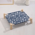 Miniatyrbild 1 av 5: 1 Set (Blå) Massivt Trä Canvas Husdjurssäng Hund Säng Katt Säng Quadrangu
