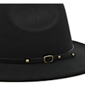 Miniatyrbillede 2 af 5: Uld tophat jazz hat retro sort uld jazz hat flad bri
