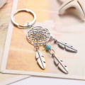 Miniatyrbilde 3 av 3: Retro Dream Catcher Nøkkelring Blader Duskkvast Anheng Nøkkelring
