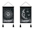 Set med 2 psykedeliska tarot-tapestrieskallar, sol och måne