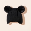 Miniatyrbilde 5 av 5: Strikket lue for barn i fleece, varm babylue (svart)