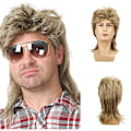 Pikkukuva 1 / 5: Ryan-peruukki, vaalea, 1-osainen, mullet, ruskeanvaalea, 80-luku, tekohiukset,