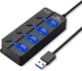 USB 3.0-hubb med separat switch och LED-lampor, 4-portars USB-hubb