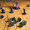 Pikkukuva 4 / 5: Metallipolyhedraalinen 7-noppasarja, kiiltävä musta maalattu ja tummanvihreät numerot Sinkkiseosnopat metallilla, roolipelien noppasetti Dungeons and Dragons RPG-noppapeleihin
