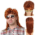 Pikkukuva 5 / 5: Ryan-peruukki, vaalea, 1-osainen, mullet, ruskeanvaalea, 80-luku, tekohiukset,