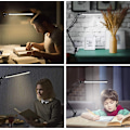 Miniatyrbillede 4 af 5: LED-skrivebordslampe, svingarmlampe, med armatur, dæmpbar, 3 farvetilstande og 10 justerbar lysstyrke, øjenbeskyttende skrivebordslampe til hjemmekontoret (sort)