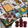 Pikkukuva 5 / 5: 7 kappaletta monimuotoisia noppia 20-sivuisia roolipelien noppia monimuotoisia noppasarjoja värillisiä noppaa pusseilla DND RPG MTG:lle (punainen)