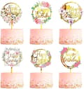 6-pack Happy Birthday Cake Insert (Blommor), Flerfärgad Akryl