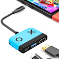 Pikkukuva 1 / 5: (Sininen) Switch-telakka Nintendo Switch OLED -laitteelle, 3-in-1 TV-sovitin 4K HDMI:llä, USB 3.0 -portilla, 65 W:n Type-C PD -latauksella, kannettava matkasovitin Nintendo Switch/Switch OLED -laitteelle