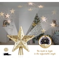Miniatyrbillede 5 af 5: Juletræstop, 3D Roterende Lysende Juletræsstjerne med Stjerneformet Projektorlampe (Guld)