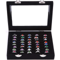 Miniatyrbillede 4 af 5: 20 x 15x 5 cm Sort, Smykkeskrin Display Case Vand Vlour Kan rumme op til 48 ringe - Perfekt til ringe, øreringe og manchetknapper