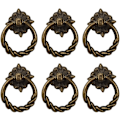 Miniatyrbilde 1 av 5: 6 stk Vintage Bronse Dråpe Ring Knopper Håndtak for Kommode Skuff