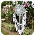 Stor Boho Drömfångare Vit Fjäder Macrame Väggdekoration Vint