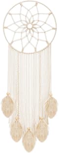 Stor drömfångare Macrame Boho väggdekoration vävd fjäder