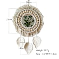 Miniatyrbild 4 av 5: Beige, Boho Macrame Fransvägg Spegel med Träpärlor Fjäder Pe