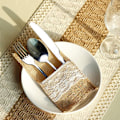 Miniatyrbilde 4 av 5: 24-delt sett med bestikk i jute, 11 x 21 cm bestikk i jute til bord