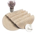Pikkukuva 1 / 5: Pyöreät puuvillalankapunotut tabletit, 6 kpl, 38 x 38 cm (Beige), pestävät pyöreät tabletit, H
