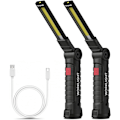 Miniatyrbillede 1 af 5: 2 stk. Genopladelig arbejdslampe COB arbejdslampe lommelygte med