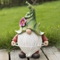 Miniatyrbillede 3 af 5: Sjov harpiksnissefigur med solcelled LED-lys, havenisse S
