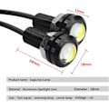 Pikkukuva 2 / 5: 10 kpl (12V, punainen) 18 mm:n Eagle Eye LED-valot 9W DRL Päiväajovalot
