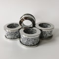 Miniatyrbillede 2 af 5: 4 krystal glas servietringe, knuste diamantfyldte servietringe